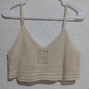 Elegant Cream Crochet Women's Top